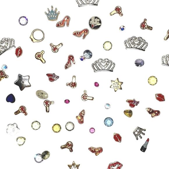 60+ Pcs Floating Locket Charms Glam Girl Queen Princess Shine Crown Beauty Bling - Picture 2 of 5